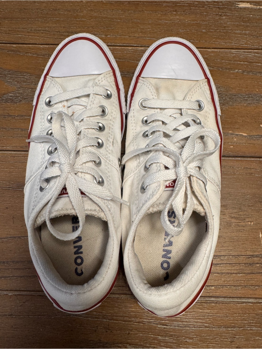 Classic Low-Top Canvas Sneakers in Off-White with Red & Navy Trim - Picture 4 of 7